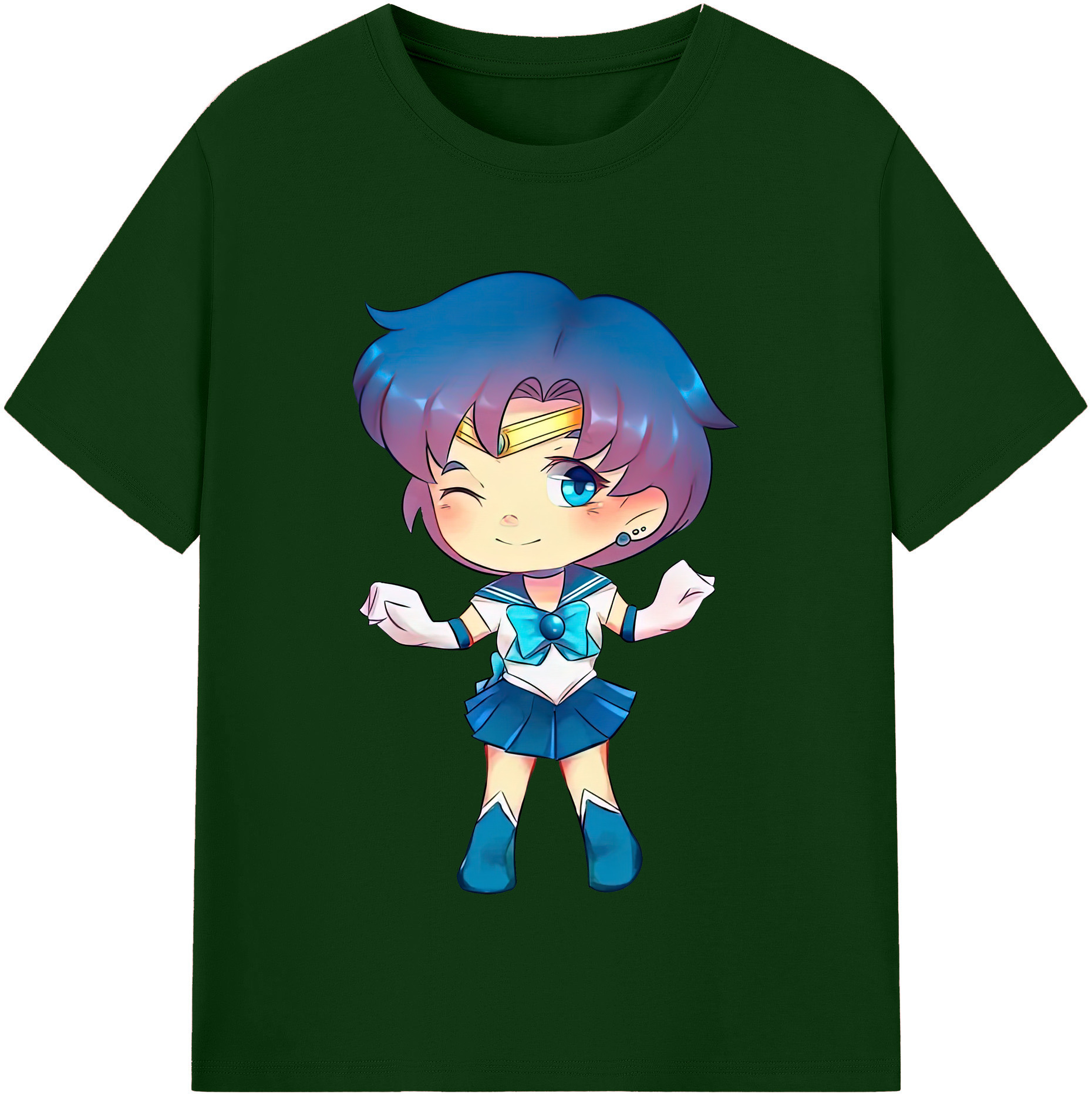 （画像用） 美少女戦士セーラームーン 水野 亜美 みずの あみ Sailor Moon Mizuno Ami 綿100％半袖Tシャツ（フロントプリント）
